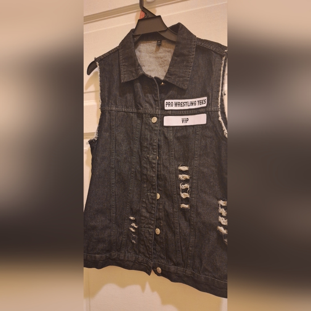Pro Wrestling Tees Black Denim Vest (MEDIUM)